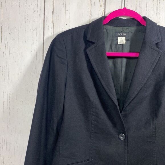 Vintage J.Crew 100% Wool Black Blazer Size 8 Classic Minimalist Office Chic - Picture 3 of 12